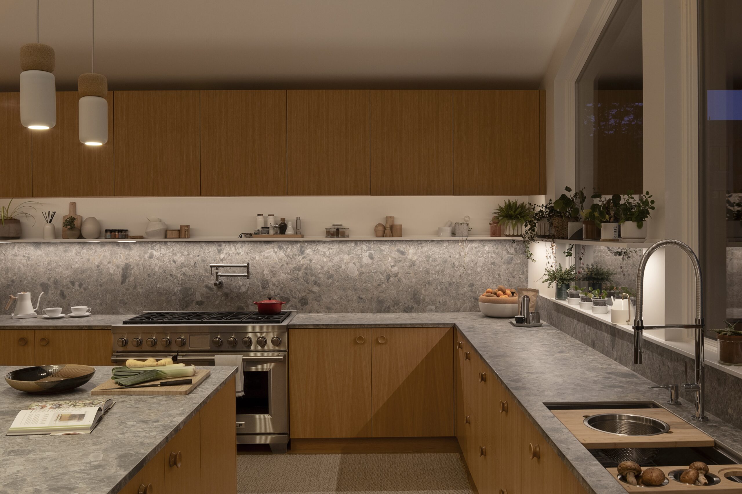 Scandinavian kitchen with lighting